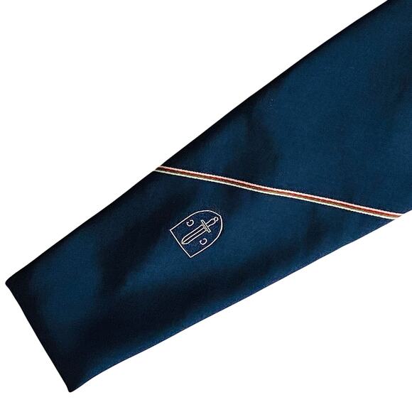 COBURGER CONVENT Rosemarie Feld Kraeatten-Krefeld Navy Blue 100% Silk Tie 59" - Picture 2 of 7